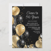 Invitation 50e anniversaire du Mariage Black Gold (Devant)