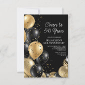 Invitation 50e anniversaire du Mariage Black Gold (Devant)