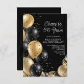 Invitation 50e anniversaire du Mariage Black Gold (Devant / Derrière)