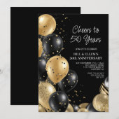 Invitation 50e anniversaire du Mariage Black Gold (Devant / Derrière)
