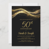 Invitation 50e anniversaire du Mariage Black Gold (Devant)