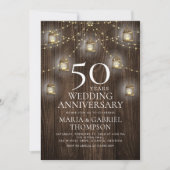Invitation 50e anniversaire du Mariage Bois rustique (Devant)