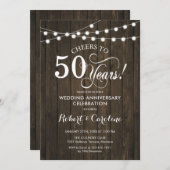 Invitation 50e anniversaire du Mariage - Bois rustique (Devant / Derrière)