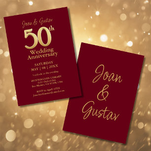 Invitation 50e anniversaire du Mariage Bourgogne et or