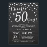Invitation 50e anniversaire du Mariage Chalkboard Black Silve<br><div class="desc">50e anniversaire Mariage Chalkboard Black and Silver Invitation. Cinquante Anniversaire Du Mariage. Chalkboard Black et Silver Parties scintillant Arrière - plan diamant. Confetti en argent. Anniversaire adulte. Fête d'anniversaire d'une femme ou d'un homme. Pour plus de personnalisation, cliquez sur le bouton "Customiser" et utilisez notre outil de conception pour modifier...</div>
