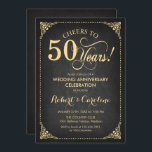 Invitation 50e anniversaire du Mariage - Chalkboard Gold<br><div class="desc">Golden 50th Mariage Anniversary Invitation. Elégant design rétro vintage avec faux or et motif en damier noir. Fonctionne la police de script. Salut à 50 ans ! Peut être personnalisé dans n'importe quelle année de mariage! Message-moi si vous avez besoin d'une personnalisation plus poussée.</div>