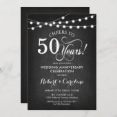 Invitation 50e anniversaire du Mariage - Chalkboard noir blan (Devant / Derrière)