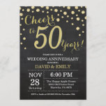 Invitation 50e anniversaire du Mariage Chalkboard noir et or<br><div class="desc">50e anniversaire Mariage Chalkboard Black and Gold Invitation. Cinquante Anniversaire Du Mariage. Chalkboard Black et Gold Parties scintillant Diamond Arrière - plan. Confetti d'or. Anniversaire adulte. Fête d'anniversaire d'une femme ou d'un homme. Pour plus de personnalisation, cliquez sur le bouton "Customiser" et utilisez notre outil de conception pour modifier ce...</div>