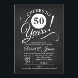 Invitation 50e anniversaire du Mariage - Chalkboard White<br><div class="desc">Rustique fête du 50e anniversaire Invitation avec motif en damier noir et police de caractères en caractères blancs. Salut à 50 ans ! Parfait pour une célébration élégante. S'il vous plaît,  envoyez-moi un message si vous avez besoin d'une personnalisation plus poussée.</div>