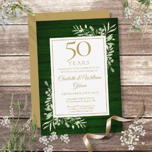 Invitation 50e anniversaire du Mariage Charpente en bois vert