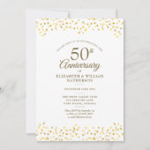 Invitation 50e anniversaire du Mariage Chic Gold Hearts Photo (Devant)