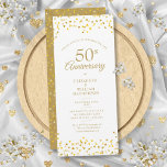 Invitation 50e anniversaire du Mariage Coeurs d'amour dorés<br><div class="desc">Doté d'un délicat coeur d'amour doré confetti. Personnalisez avec vos cinquante ans spéciaux d'information d'anniversaire d'or en lettres d'or chic. Conçu par Thisisnotme©</div>