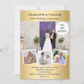 Invitation 50e anniversaire du mariage collage photo en or (Devant)