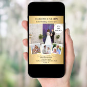 Invitation 50e anniversaire du mariage collage photo en or