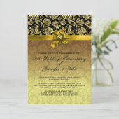 Invitation 50e anniversaire du Mariage Damas noir et or 2 (Debout devant)
