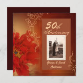 Invitation 50e anniversaire du Mariage de Red Peony (Devant / Derrière)