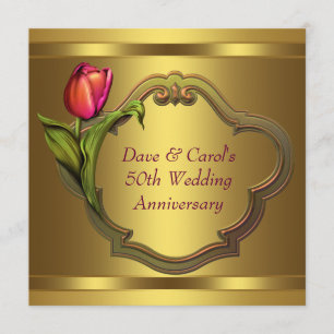 Invitation 50e anniversaire du Mariage des tulipes d'or