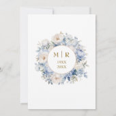 Invitation 50e anniversaire du Mariage d'or Dusty Blue Floral (Dos)