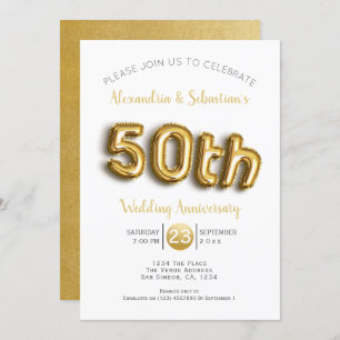 Invitation 50e anniversaire du Mariage Faux Gold personnalisé