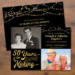 Invitation 50e anniversaire du Mariage, fête des photos d'hie<br><div class="desc">Invitation vos invités avec cette invitation 50e anniversaire mariage en noir et or avec typographie rétro indiquant 50 ANS DANS LA FABRICATION et vous permet d'inclure leur année mariage dans le design et ajouter leurs photos THEN et MAINTENANT. Les détails de l'invitation de la fête se trouvent à l'arrière. CONSEIL...</div>