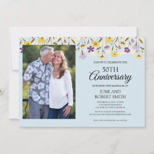 Invitation 50e anniversaire du mariage fleur sauvage