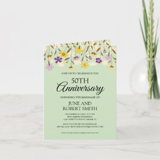 Invitation 50e anniversaire du mariage fleur sauvage