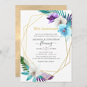 Invitation 50e anniversaire du Mariage géométrique tropical