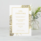 Invitation 50e anniversaire du Mariage Golden Gingko Biloba L (Debout devant)
