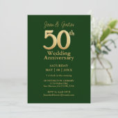 Invitation 50e anniversaire du Mariage | Lettres d'or | Green (Debout devant)