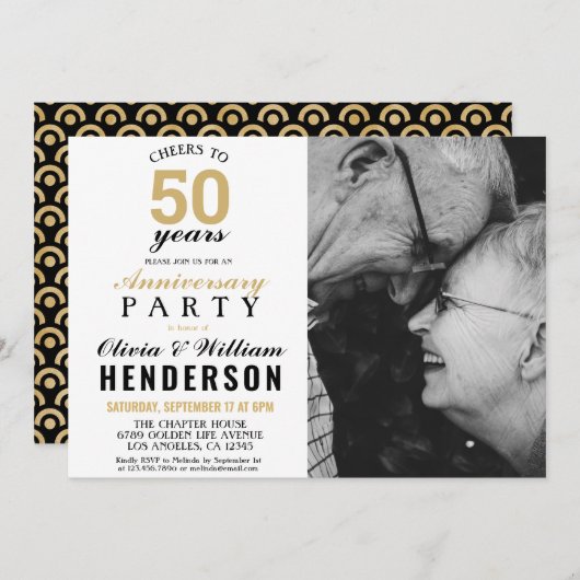 Invitation 50e anniversaire du Mariage | L'or encourage à 50 (Devant / Derrière)