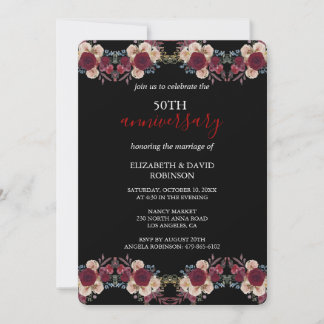 Invitation 50e anniversaire du mariage noir et blanc