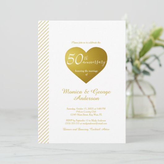 Invitation 50e anniversaire du Mariage Or (Debout devant)