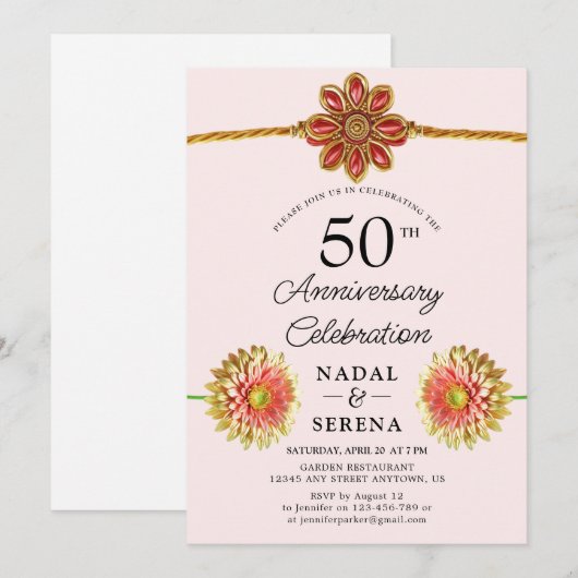 Invitation 50e anniversaire du Mariage Or (Devant / Derrière)