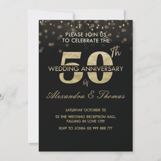Invitation 50e anniversaire du Mariage Or (Devant)