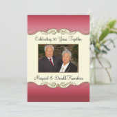 Invitation 50e anniversaire du Mariage photo rose et or (Debout devant)