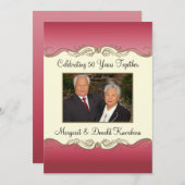 Invitation 50e anniversaire du Mariage photo rose et or (Devant / Derrière)