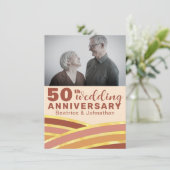 Invitation 50e anniversaire du Mariage Retro Photo noir & or (Debout devant)