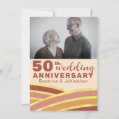 Invitation 50e anniversaire du Mariage Retro Photo noir & or (Devant)