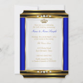 Invitation 50e anniversaire du Mariage Royal Blue Gold Crown  (Dos)