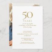 Invitation 50e anniversaire du Mariage Souvenirs Gold Photo (Devant / Derrière)