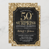 Invitation 50e anniversaire du Mariage surprise - Black Gold (Devant / Derrière)