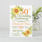 Invitation 50e anniversaire du Mariage Tournesol floral (Debout devant)