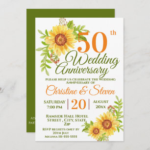 Invitation 50e anniversaire du Mariage Tournesol floral