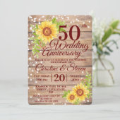 Invitation 50e anniversaire du Mariage Tournesol rustique (Debout devant)