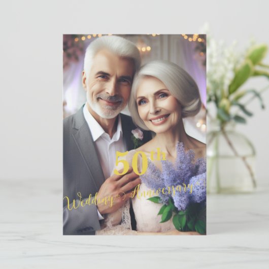 Invitation 50e anniversaire du mariage Vignoble Lilac | Photo (Debout devant)