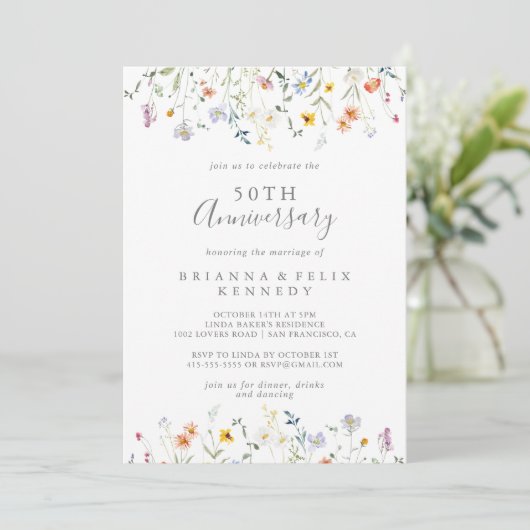 Invitation 50e anniversaire du Mariage Wild Multicolor (Debout devant)