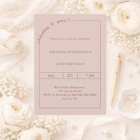 50e anniversaire dusty blush rose simple moderne