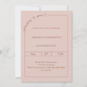 Invitation 50e anniversaire dusty blush rose simple moderne (Devant)