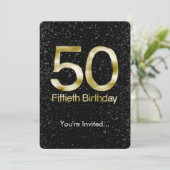 Invitation 50e anniversaire, Elegant Black Gold Glam (Debout devant)