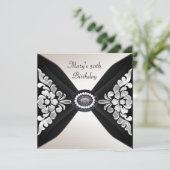 Invitation 50e anniversaire Elegant Black White Jewel 2 (Debout devant)